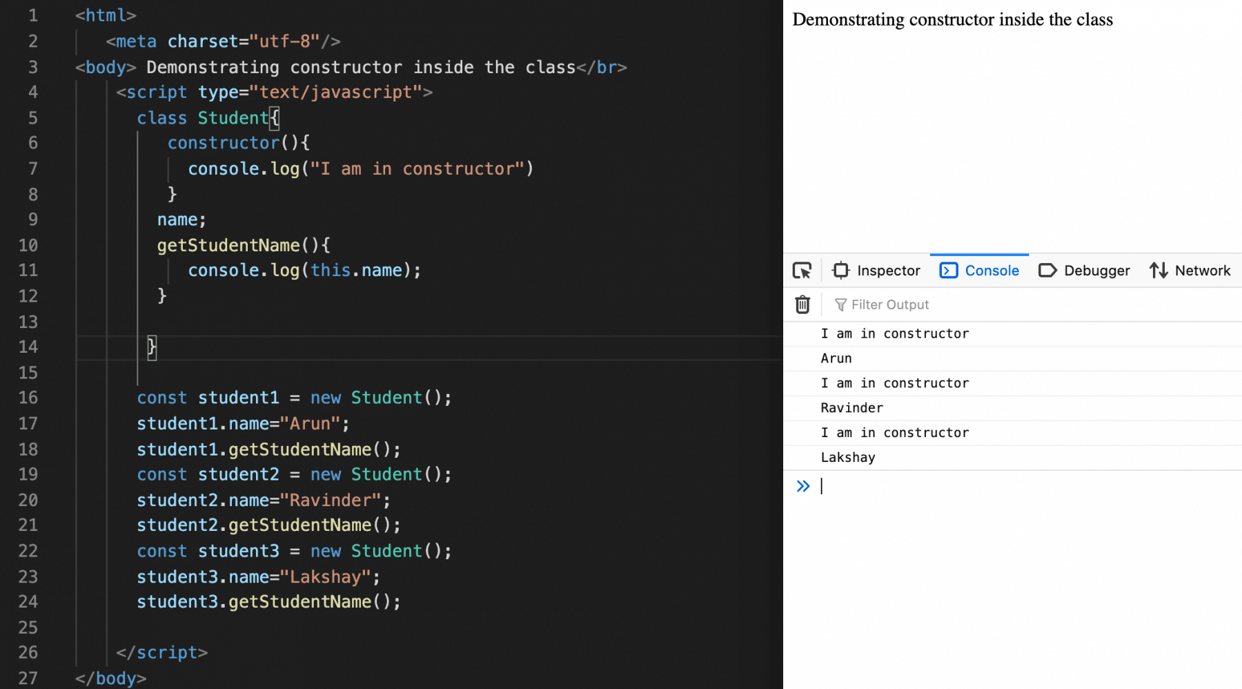 constructor assignment javascript